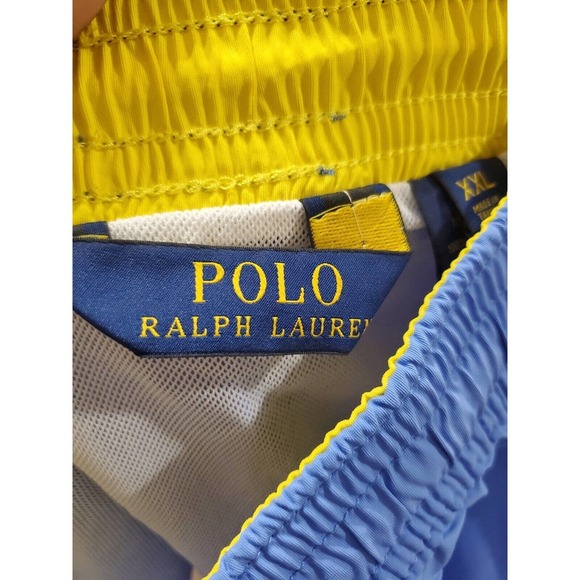 Polo Ralph Lauren Men's Blue Polyester Pull On Swim Trunk Logo Print Shorts 2XL - Picture 8 of 12